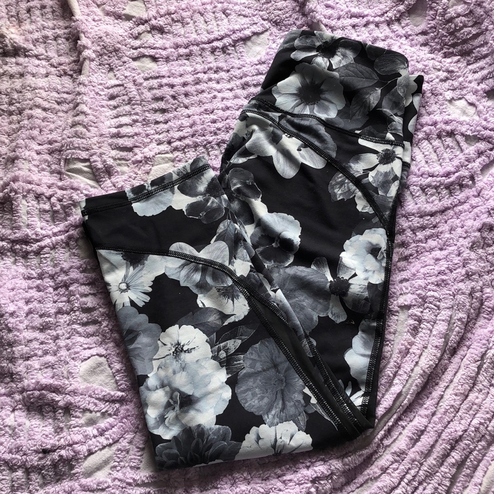 Floral Black Athletic Leggings